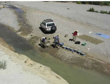 Fig. 5.Screening–washing operations of the fossiliferous sediment from the Bathonian Guelb el Ahmar GEA 2 locality