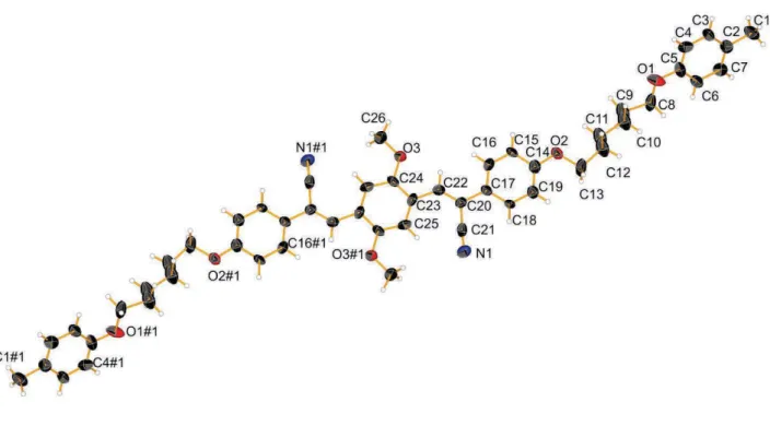 Figure S11. Molecular view of 1 in the O-form; Ellipsoids are drawn at 30 % of probability; #1: -x-2,-y+1,-z+1.