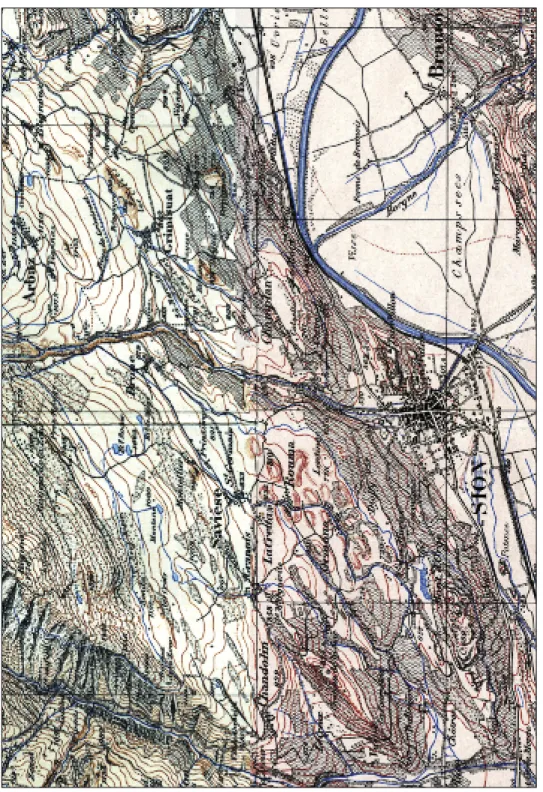 Fig. 9 – «Atlas Siegfried». Réunion des feuillets n° 481 (Saint-Léonard) et 486 (Sion), 1880