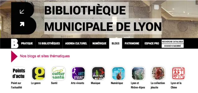 Figure 6 : Le blog thématique sur le genre de la   Bibliothèque Municipale de Lyon 