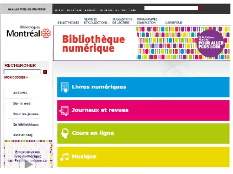 Figure 2 : Site web des Bibliothèques de la Ville de Montréal 
