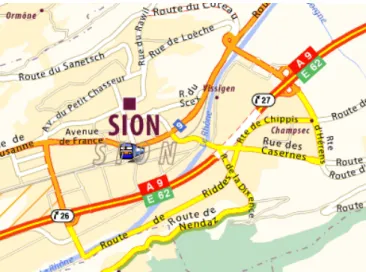 Fig. 12 : Ville de Sion (Viamichelin, 2014).  