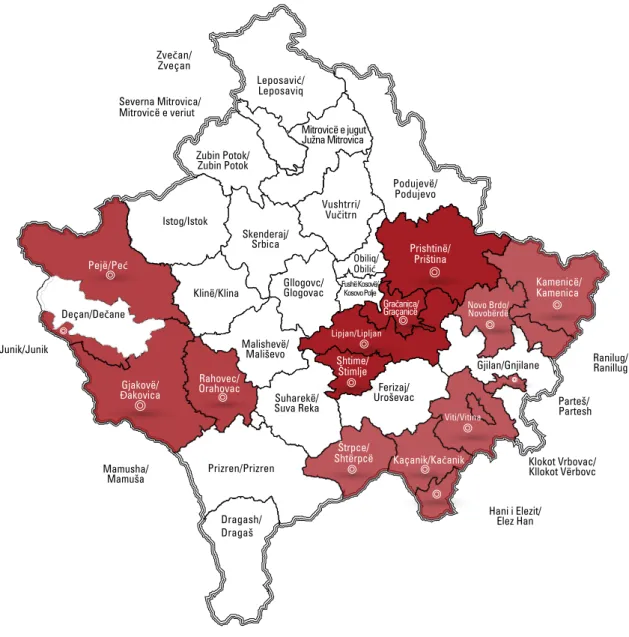 Figure 1: Map of partner municipalities