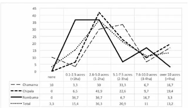 Figure 4: Land ownership, size categories by area (%) (N=91)