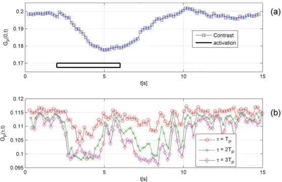 Figure 7 Pulse-averaged peak amplitudes of the correlation function (a) contrast trace – intercept