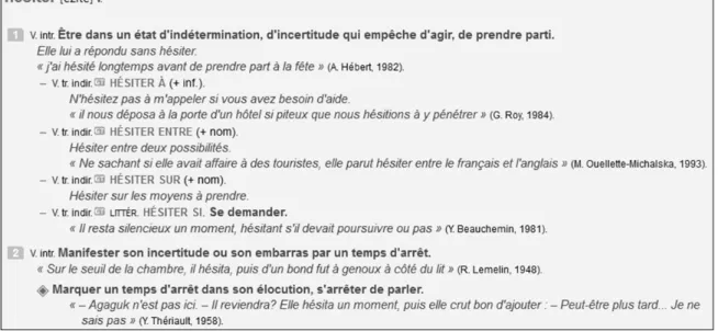 Figure 5. Verbe gambader dans Usito 