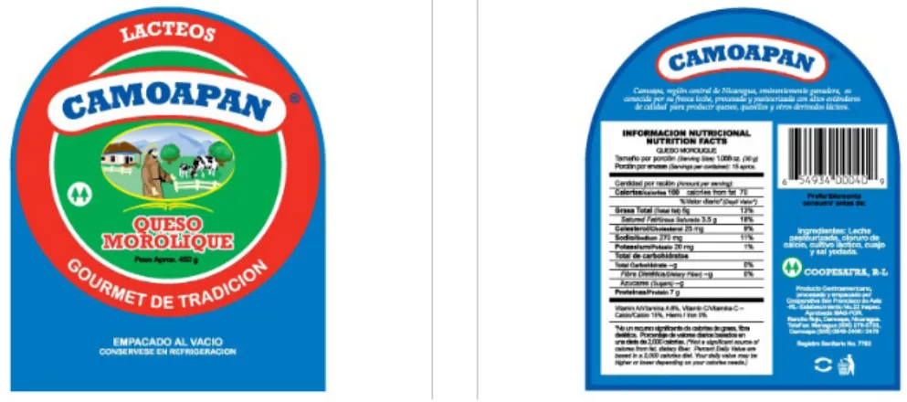 Figura 10. Representación de la etiqueta de Queso Morolique, elaborado por la Empresa Lácteos  CAMOAPAN