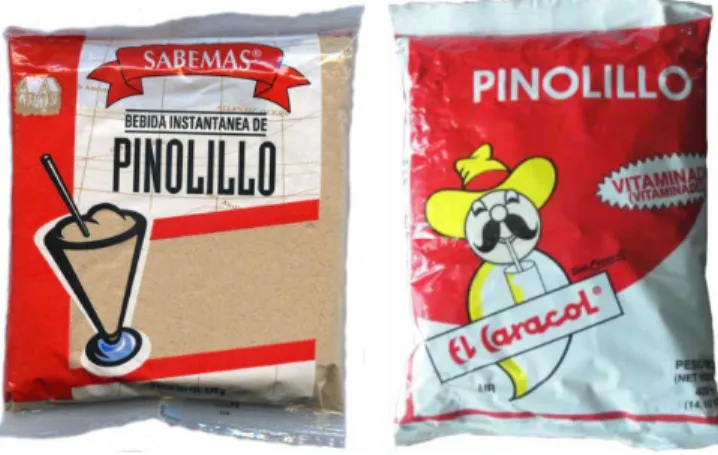 Figura 20. Presentaciones de dos empresas con presencia en el mercado nacional, con el producto  derivado de maíz conocido como “Pinolillo” 