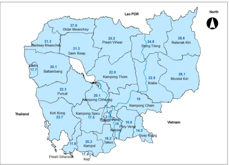 Figure 1. Map and Poverty Rates in Provinces of Cambodia, 2011