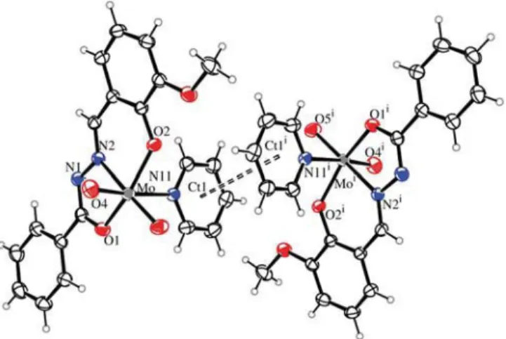 Fig. 4. p – p -stacking interaction (i = x, 2  y, z) in (2).