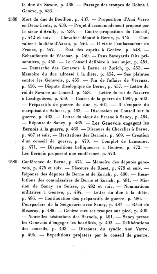 TABLE  ANALYTIQUE  DES  MATIÈRES  51  le  duc  de  Savoie,  p.  435.  - Passage  des  troupes  de  Dohna  à  Genève,  p