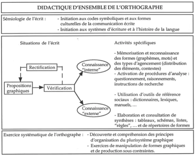 Figure 9 – Les quatre pôles de l’enseignement de l’orthographe (Ducard, 1995, p.242) 