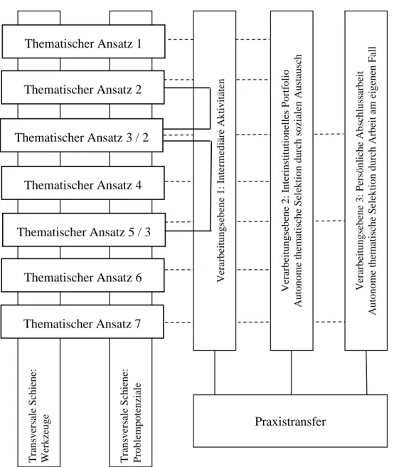 Abb. 1:  Konzept des Kurses: Thematische Elemente und Praxistransfer                 (Staub &amp; Niggli, 2009) 
