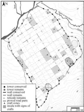 Figure 4-2. Map of the Roman town  Augustodunum with the localisation of craftswork; 