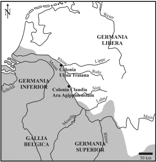 Figure 5-1.  The situation of Colonia Ulpia Traiana (Xanten/Germany) in Roman Inferior