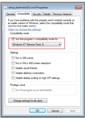 Figure 19 Propriétés testmaker32.cmd (screenshot // XP sp3) 