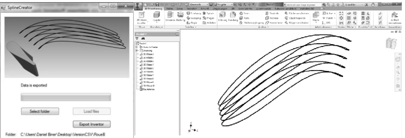 Abbildung 19: Importierte Geometrien in Form von 3D Splines Abbildung 20: Anwendung zur 