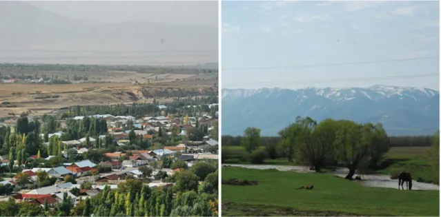 Fig. 7 Picture of downstream Arys Valley: Shauldir Province (left), Arys River (right)