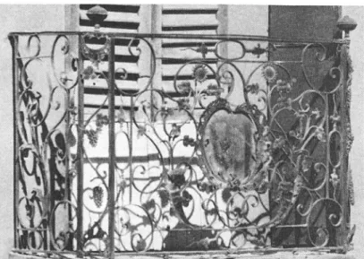 Fig.  2.  Sion,  b a lc o n   e n   fe r  forgé,  1786  a n c i e n n e m e n t   à   la   m a is o n   A n d e n m a tte n - d e   N u c é