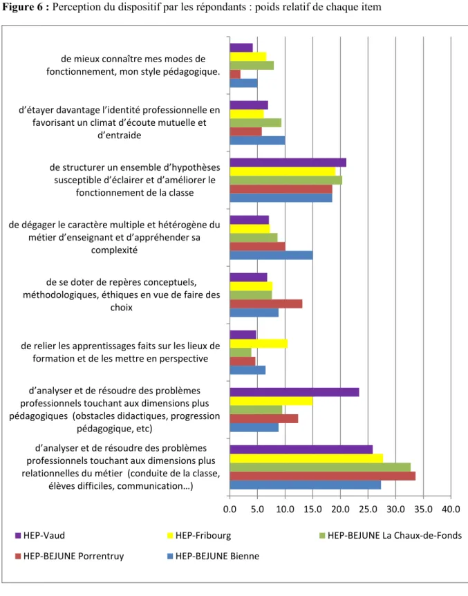 Figure 6 : Perception du dispositif par les répondants : poids relatif de chaque item 