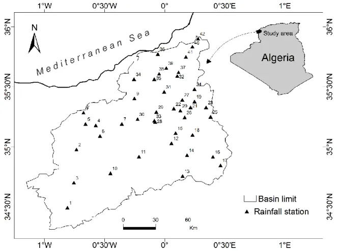 Figure 10 : Localisation des stations pluviométriques dans le bassin de la Macta 