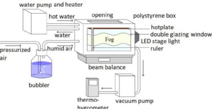 Fig. 2. Scheme of the experimental setup (see text). The bottom of the polystyrene box is covered by liquid nitrogen.