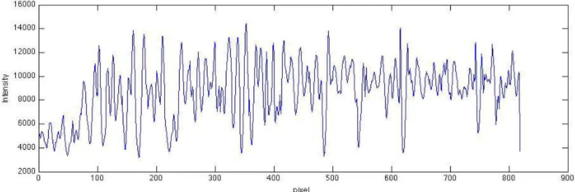 Figure 10: Wavenumber of the pattern is plotted against the sections of the intensity profile