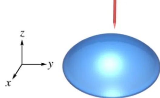 Fig. 2. Local injection of a reagent from a micropipette close to a vesicle. The lipids in the external monolayer of the vesicle will be aﬀected