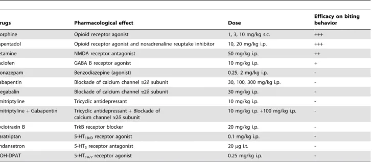Table 1. Pharmacological treatments tested for potential anti-allodynic effects in spinal cord-transected rats.