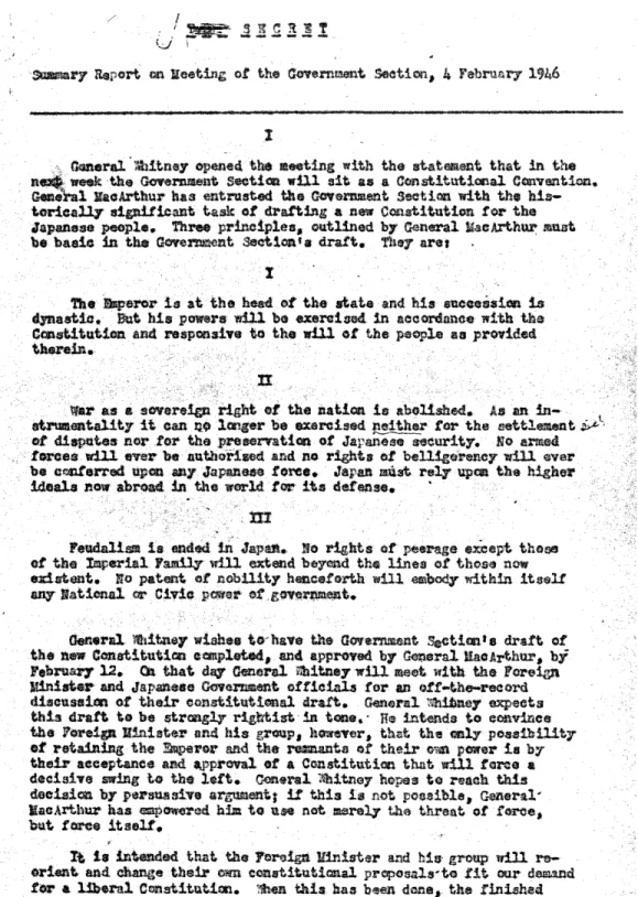 Fig. 1.3a Planning the drafting of the Japanese constitution, part 1. This is a well-known document as attested by the fact that it is readable on the website of the NDL