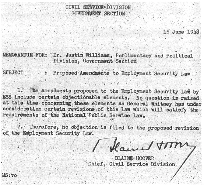 Fig. 1.4 An example of the “legislative” work done by SCAP. Many divisions contributed to the drafting or review of Japanese bills