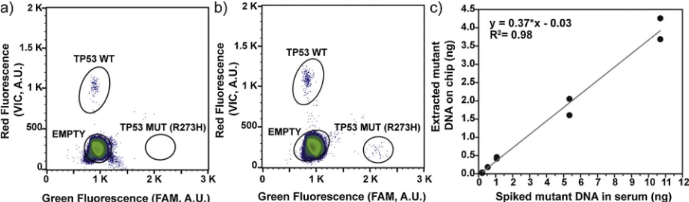 Fig. 3. Detection of R273H TP53 mutation in serum samples spiked with mutant HT29 cell line DNA
