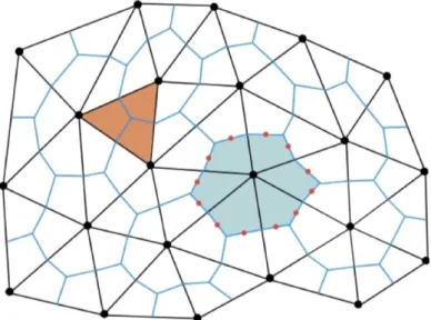 Figure 9.3. We use a vertex centered Finite Volume scheme with control volumes based on dual boxes