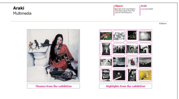 Figure 1. Nippon Multimedia: the (web) home page of the section of the  exhibition:  