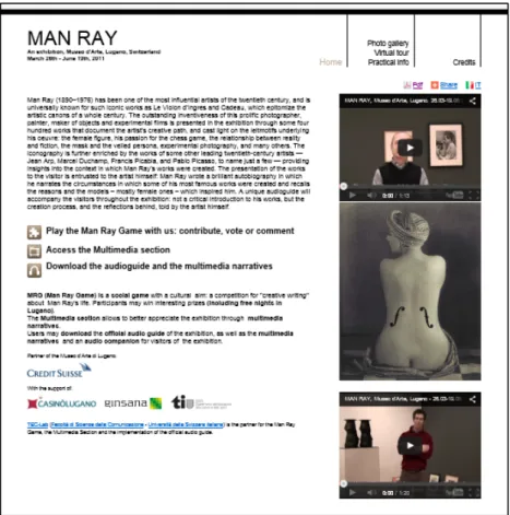 Figure 8. Man Ray- Multimedia: the (web) home page  
