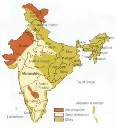 Figure 1: Arid and Semi-arid Regions of India Source: Velayuthamet aI. 1999