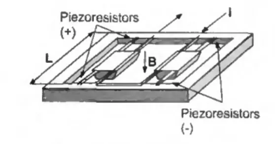 Figure 2.3: Picture of the packaged gyroscope. The two proof masses are  2000 um long, 1000 um wide and 360 urn thick