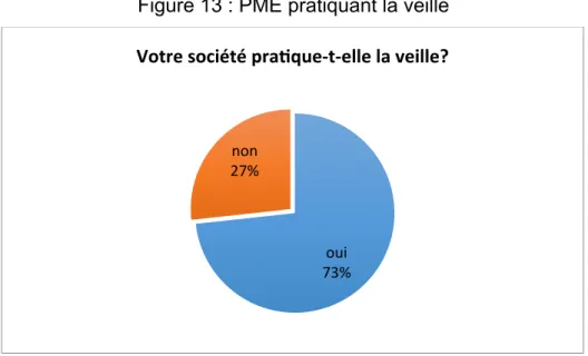 Figure 13 : PME pratiquant la veille 
