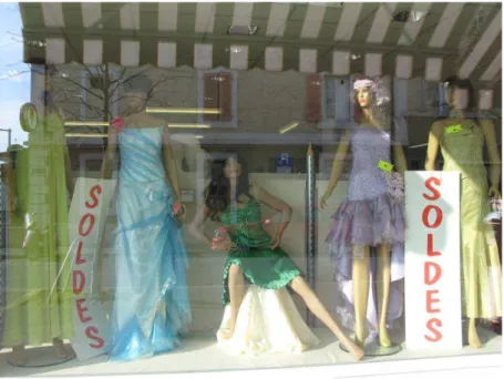 FIG .1 : Mannequins aux couleurs de peau différentes exposés dans une vitrine de magasin d'habits, à  proximité de Globlivres