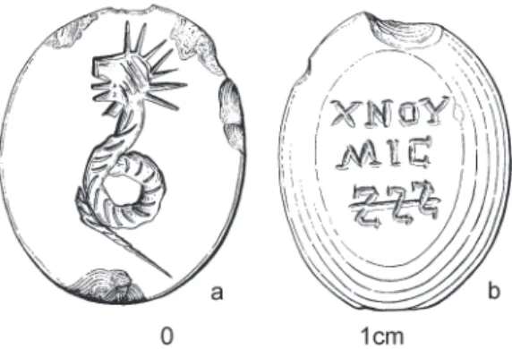 Fig. 1a &amp; b.– Jaspe vert. Londres, British Museum inv. G 397,  EA 56397. D’après Michel 2001a : n° 305.