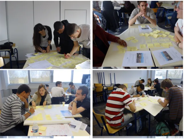 Figure 14. Teams generating ideas during the first phase of brainstorming. 