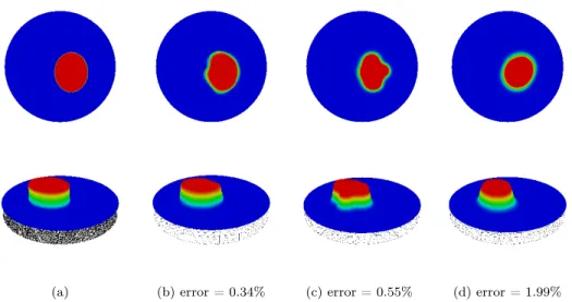 Figure 11 – Reconstruction of an ellipse by using the AEI method: (a) Exact coefficient <(κ ex ) 