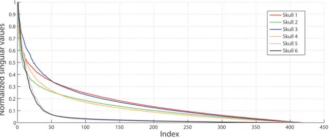 Figure 6. The singular values of the skull gain matrices A (s) .