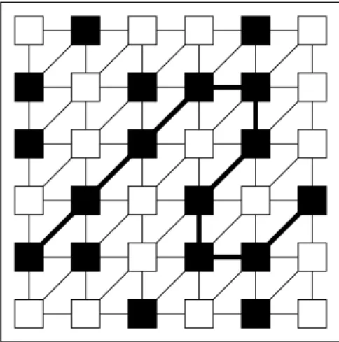 Figure 2: A 6-connected path of black pixels from left to right.