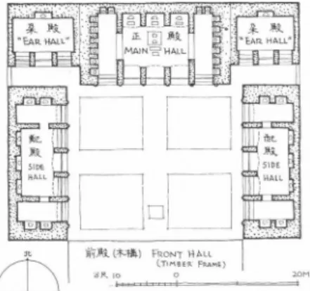 Fig.  4. Yongzuo   monastery,  Taiyuan,  Shanxi,  1612  (after  Liang   Ssu-Ch’eng  and Fairbank, 1983, p