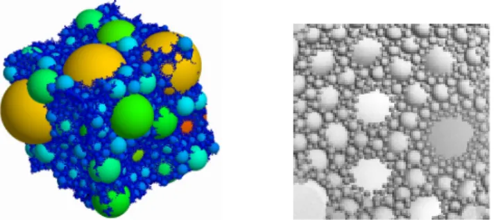 FIG. 3. (color online) A disordered Apollonian packing of 32 000 spheres, φ = 0.92, in a cubic box with periodic  bound-ary conditions, generated by the ORAP algorithm