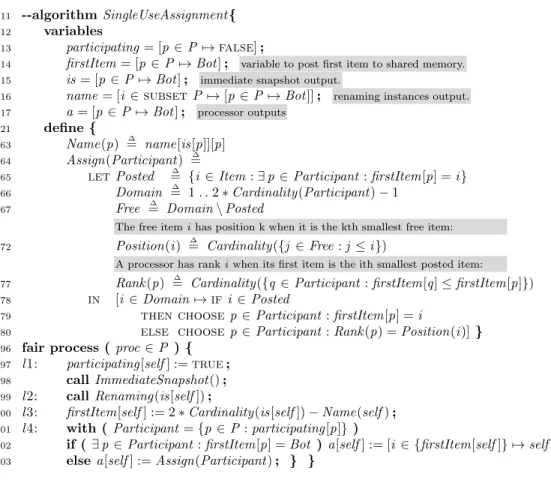 Figure 2: Read-write algorithm solving single-use assignment.