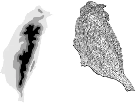 Figure 2.4: 3d mesh of Taiwan generated from the elevation map on the left