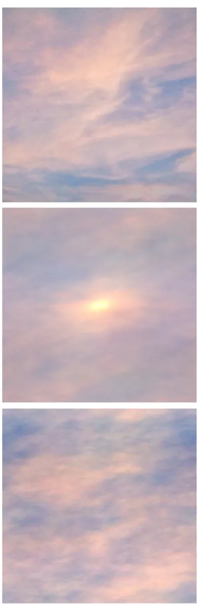 Fig. 3. Top: the original color image (it is the periodic com- com-ponent ([6]) of an image of a sunset)