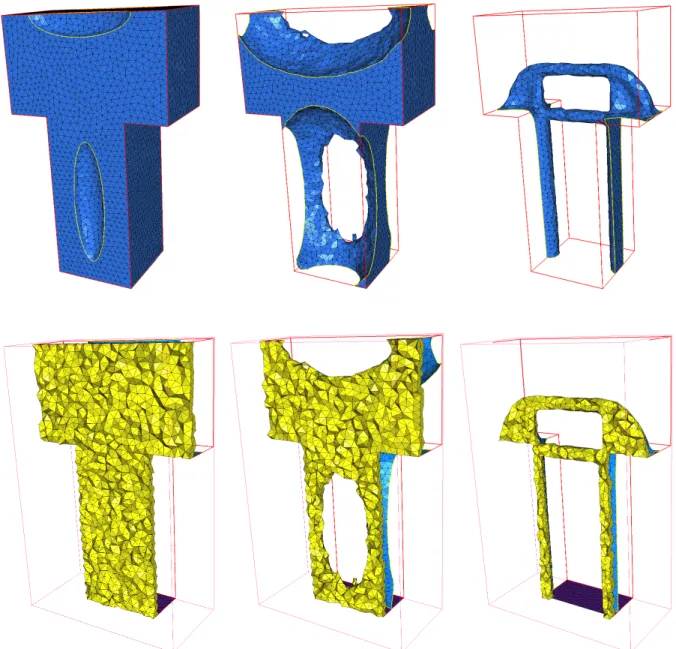 Figure 11. From left to right : Initial, 10th and final (50th) iterations of the optimal mast test-case